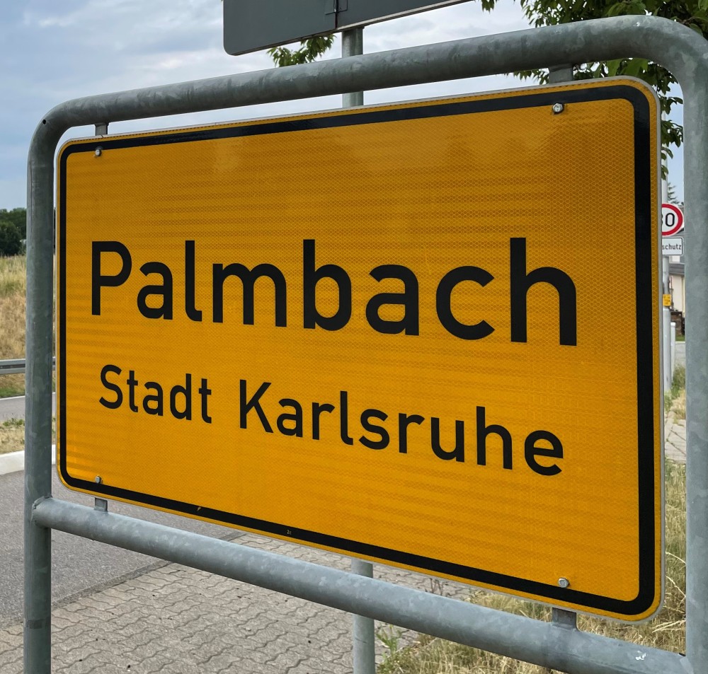 Ortsschild Karlsruhe - Palmbach