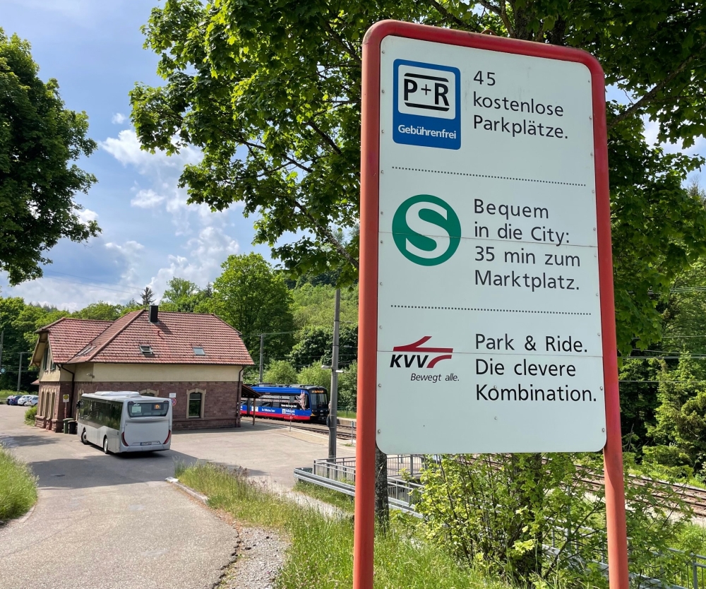 Werbeschild Stadtbahnhaltestelle Marxzell